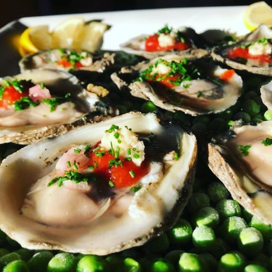 Fresh Carlsbad Oysters on the half-shell portioned for up to ten guests