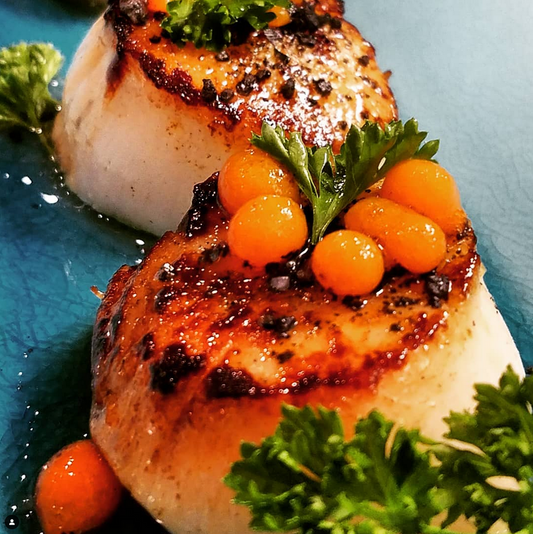 Seared Fresh Diver Scallops portioned for up to ten guests